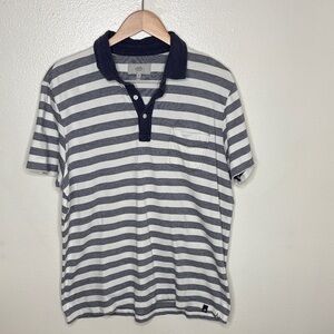 Jack Spade Blue White Striped Polo Shirt Men Size XL